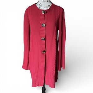 STYLE & CO. Red textured knit button cardigan size M